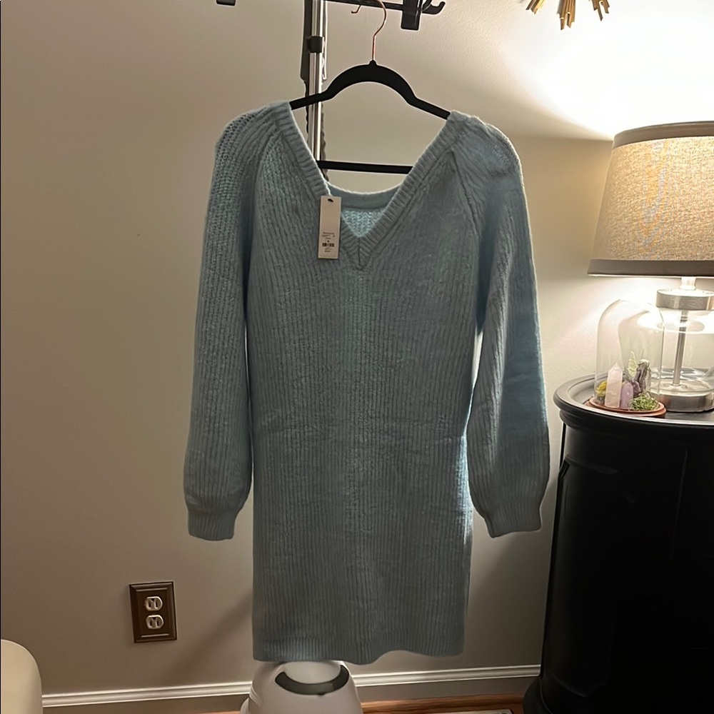 Francesca’s Light Blue Knit Sweater Dress